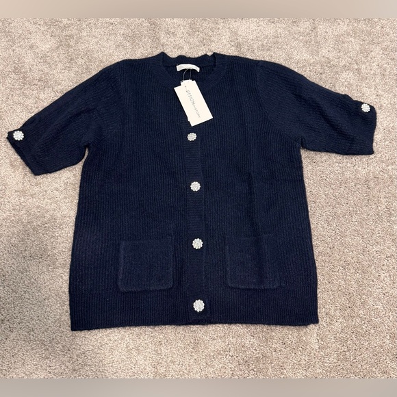 Design History Sweaters - Design History Navy Cardigan with White Button Detail Size S